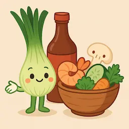 Eine Lauchzwiebel gestikuliert.